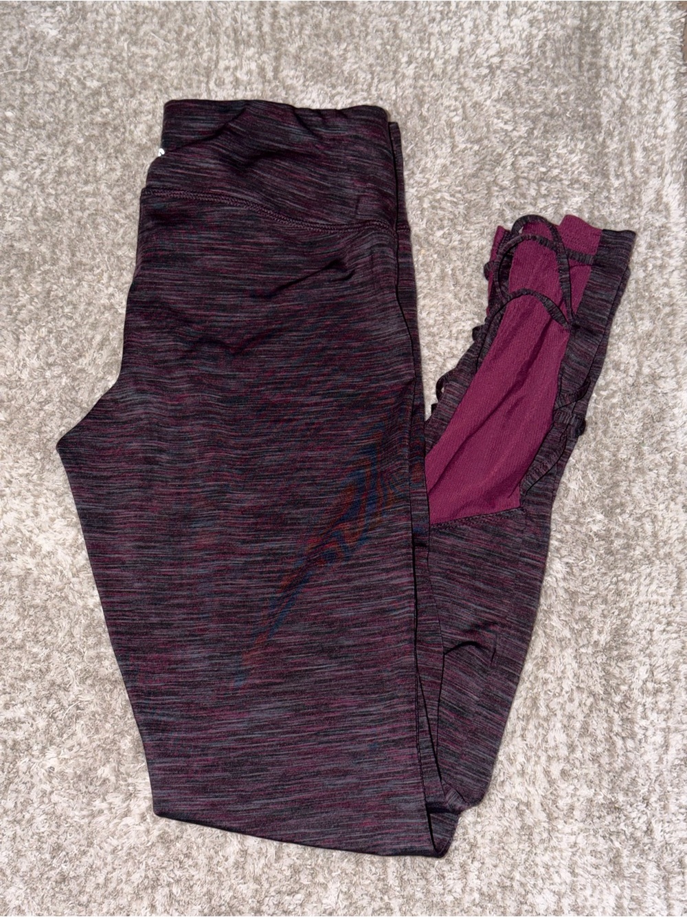 Champion Girls' Maroon Heather Leggings with Plum Accent